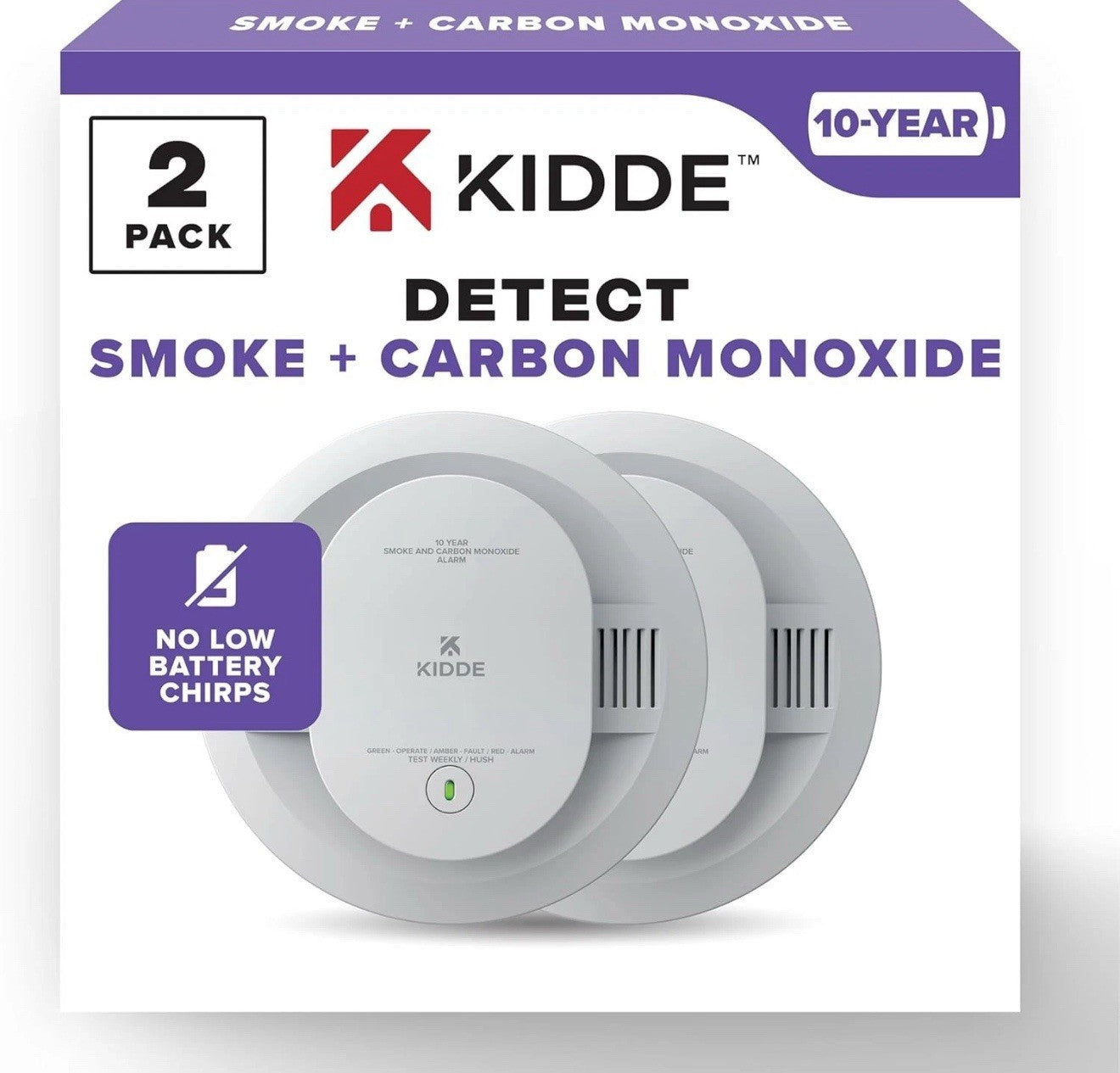 2-PACK Kidde Smoke & Carbon Monoxide Detector 10yr Battery Model: 30CUD10 NEW OB