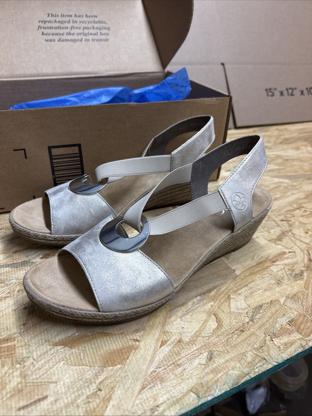 Women’s Reiker FANNI H6 Metallic gold-Size 41 /US 10 Wedge Shoes