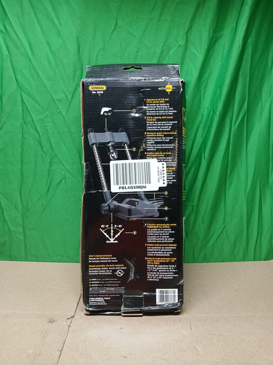 Precision Drill Guide for 3/8" and 1/2" Power Drills General Tools #3638