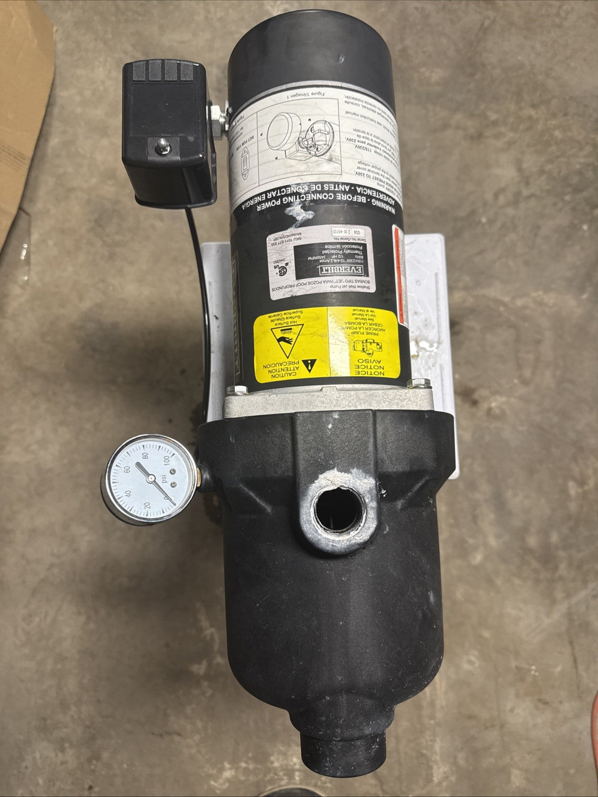 Everbilt Shallow Well Jet Pump Plastic 3/4HP HDSWJ7P For Parts