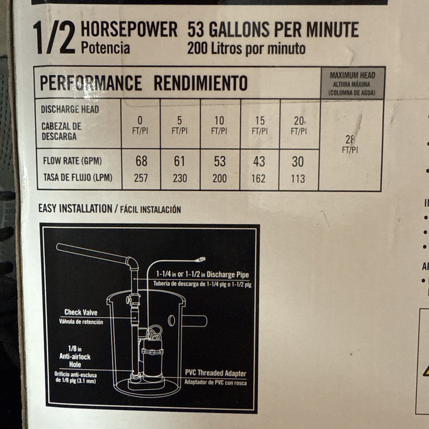 Everbilt 1/2 HP Submersible Aluminum Sump Pump with Vertical Switch HDPS50W
