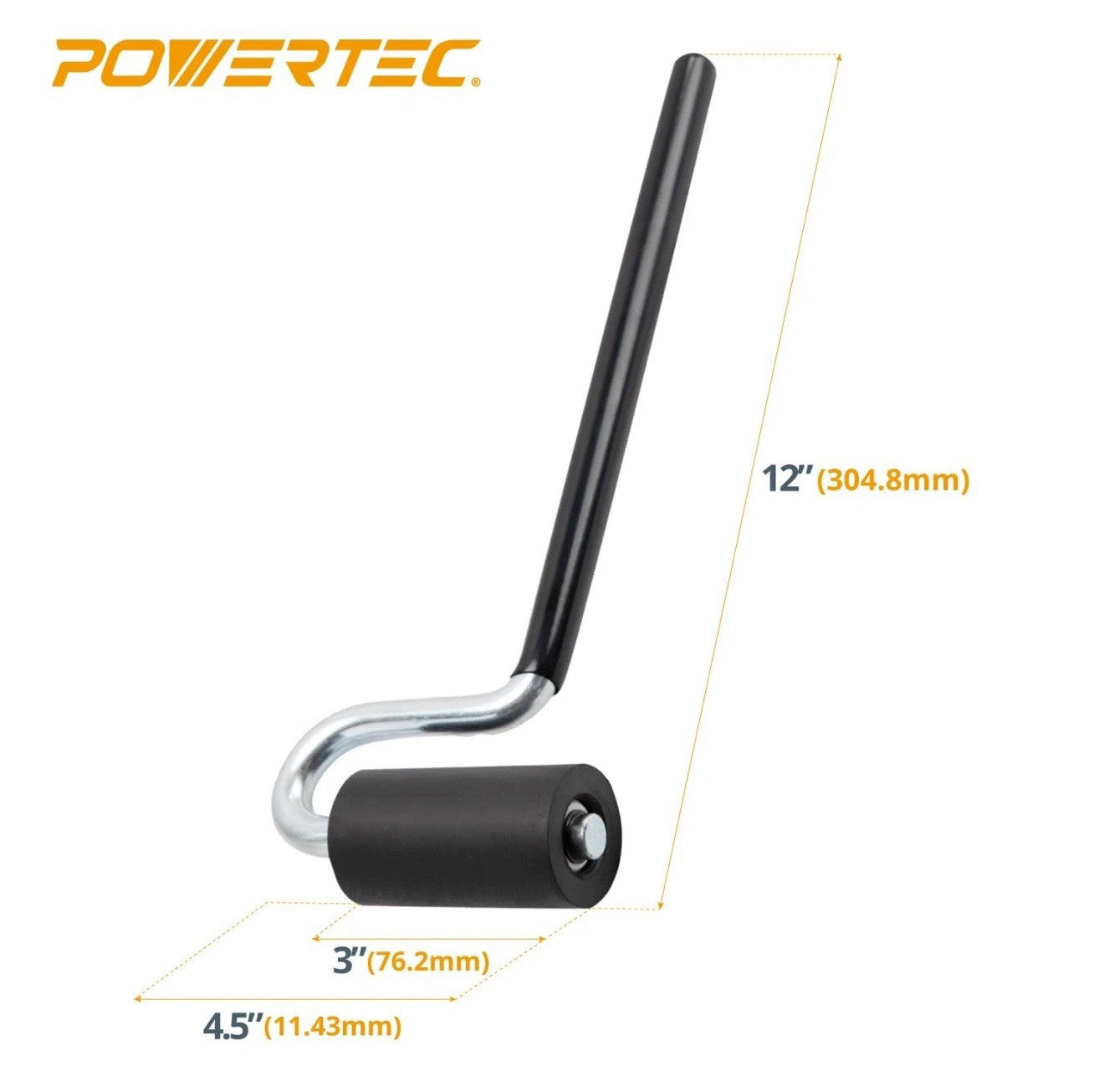 POWERTEC 71010 Long Handle J-Roller with Rubber Roller, 1-1/2-Inch by 3-Inch –
