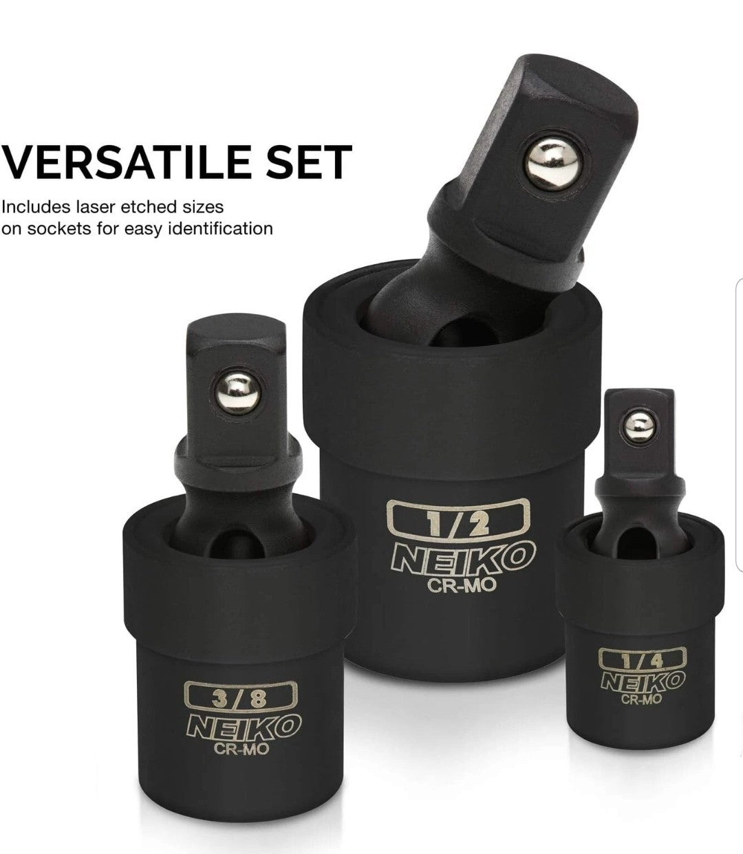 NEIKO 02486A Impact Universal Joint-Socket Swivel Set,Socket Extension Set Cr-Mo