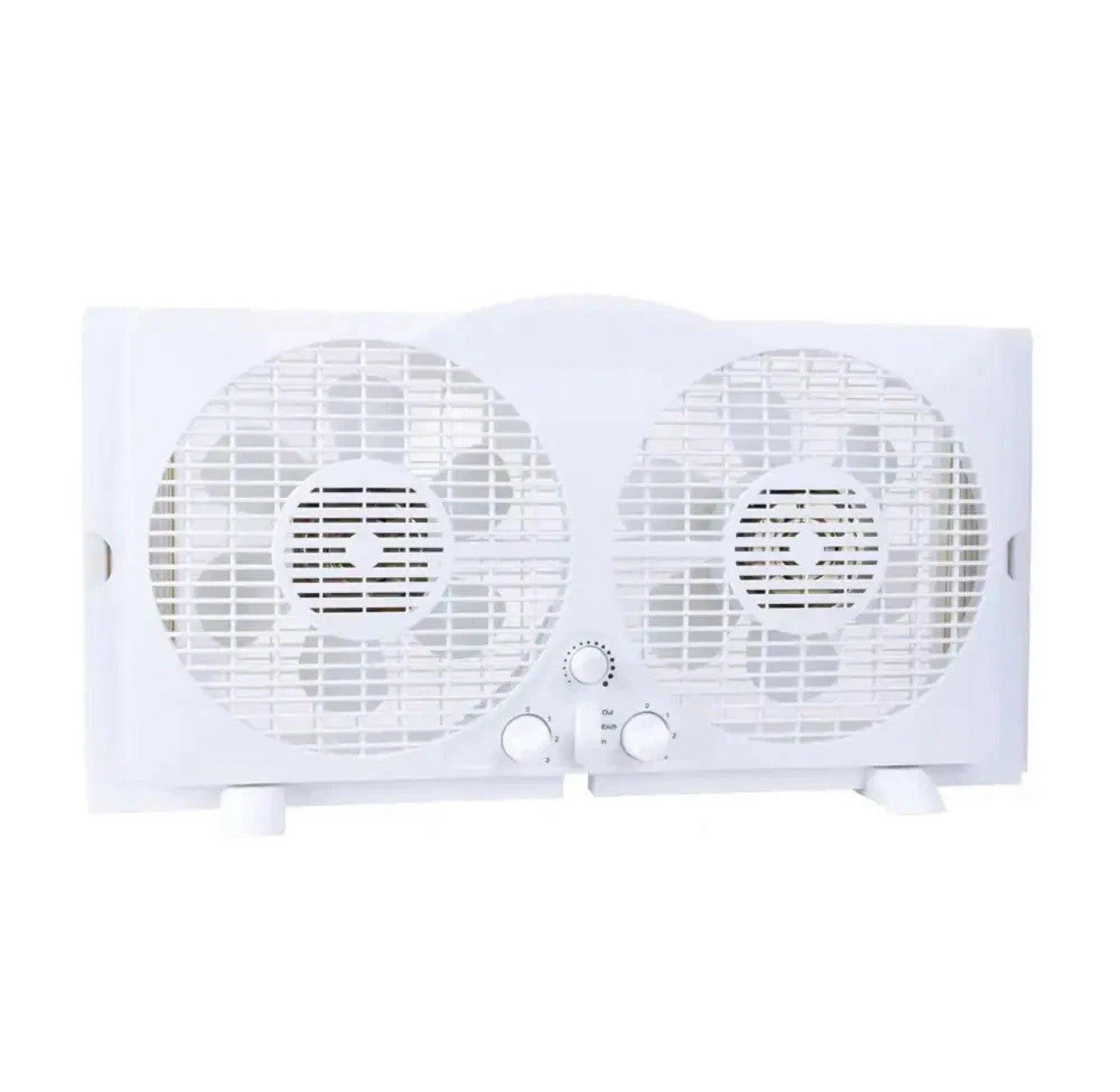 Window Fan Twin Reversible 9 in Adjustable Thermostat 3 Speed Quiet White