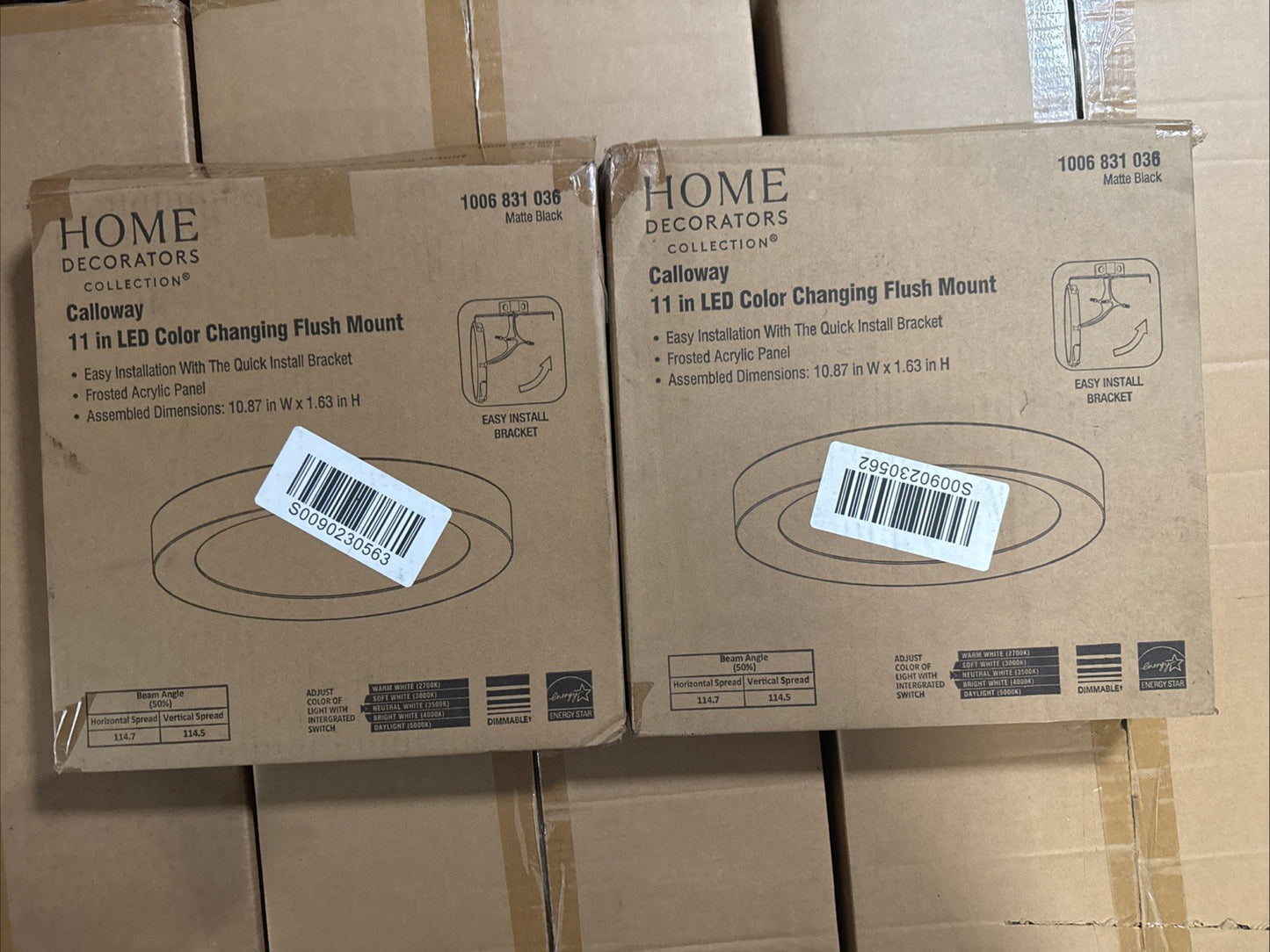 2PK Home Decorators Calloway 11 in. Matte Black Integrated LED 5CCT Flush Mount