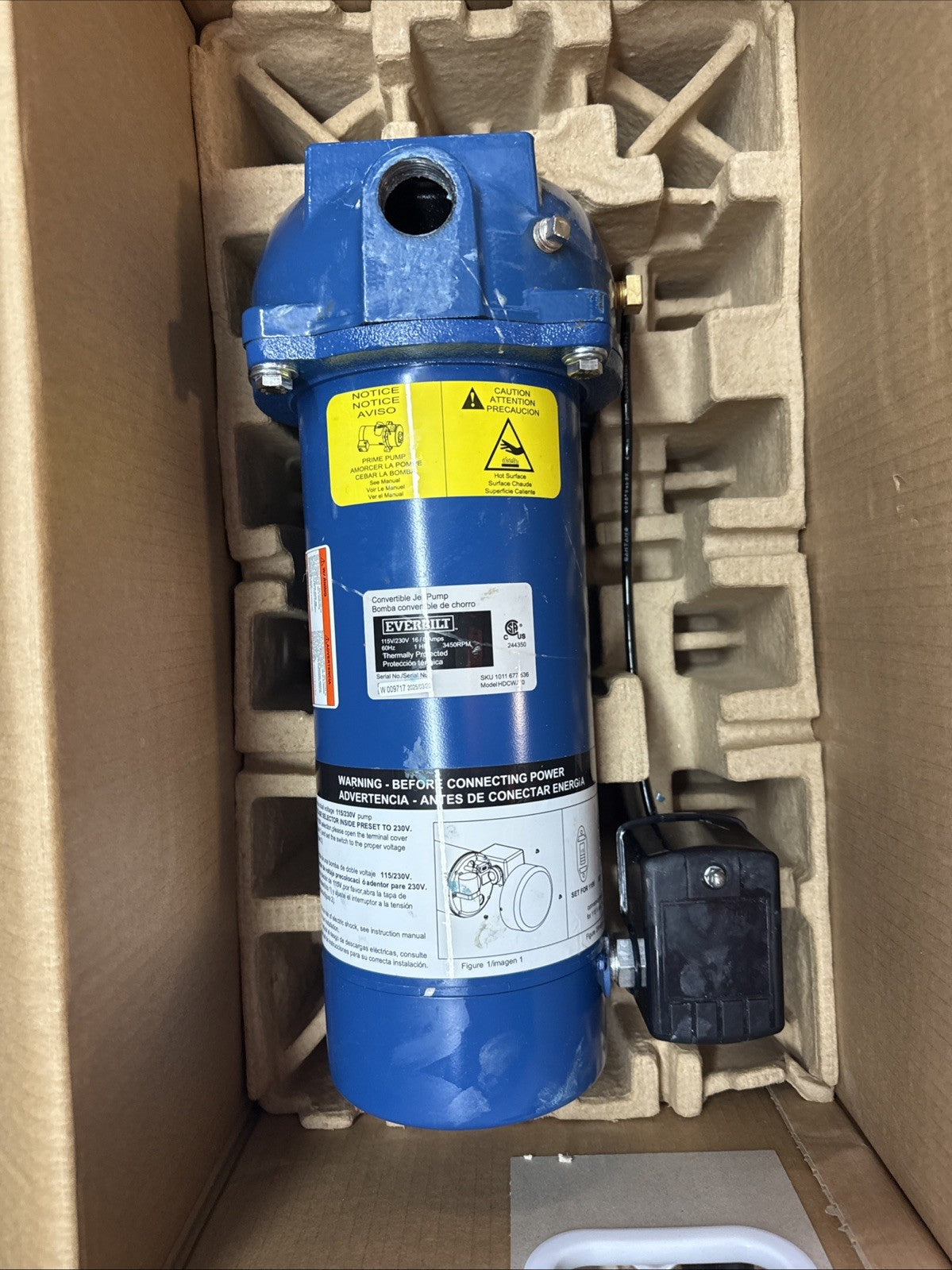 Everbilt 1 HP Professional Convertible Jet Pump *used* Read Description