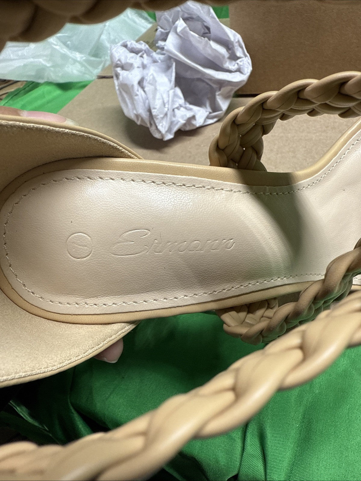 Ermonn Womens 7 Chunky High Heel Sandals Open Toe Woven Ankle Crisscross