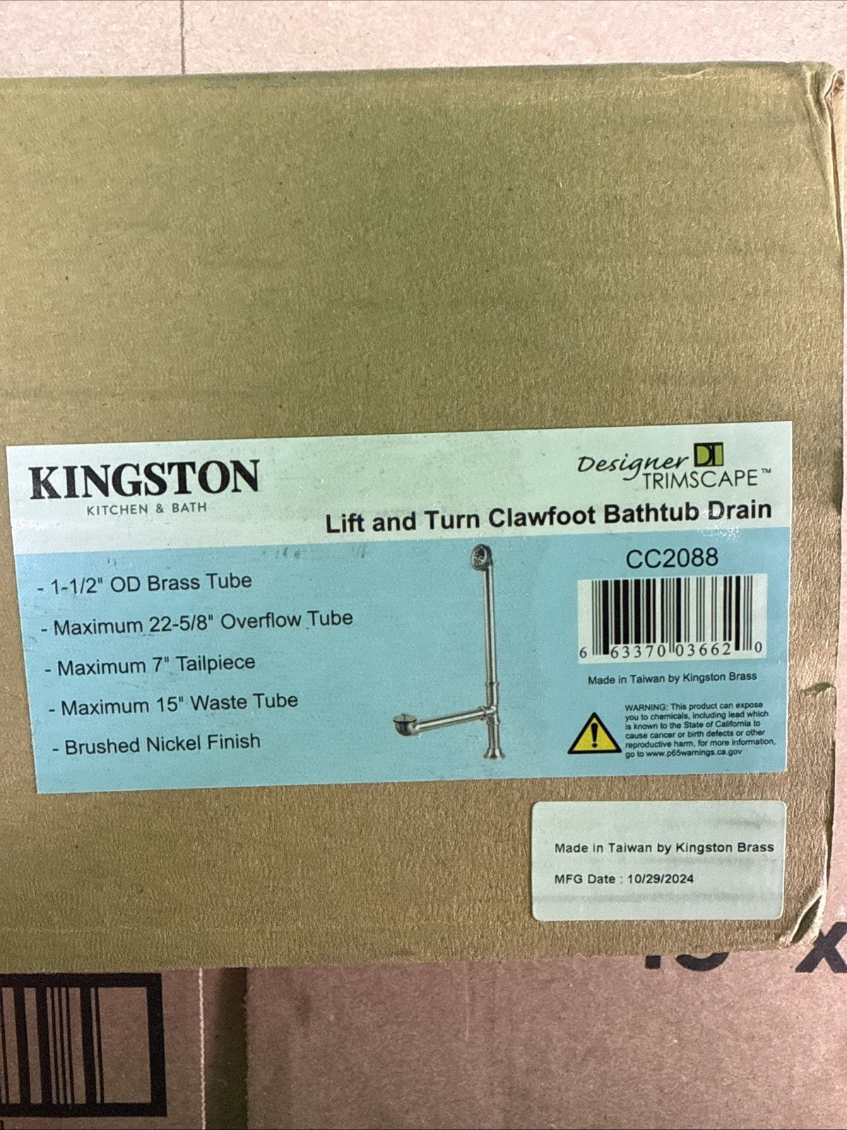 Kingston Brass CC2088 Brass Claw Foot Tub Drain CC2088 Kingston Brass CC2088