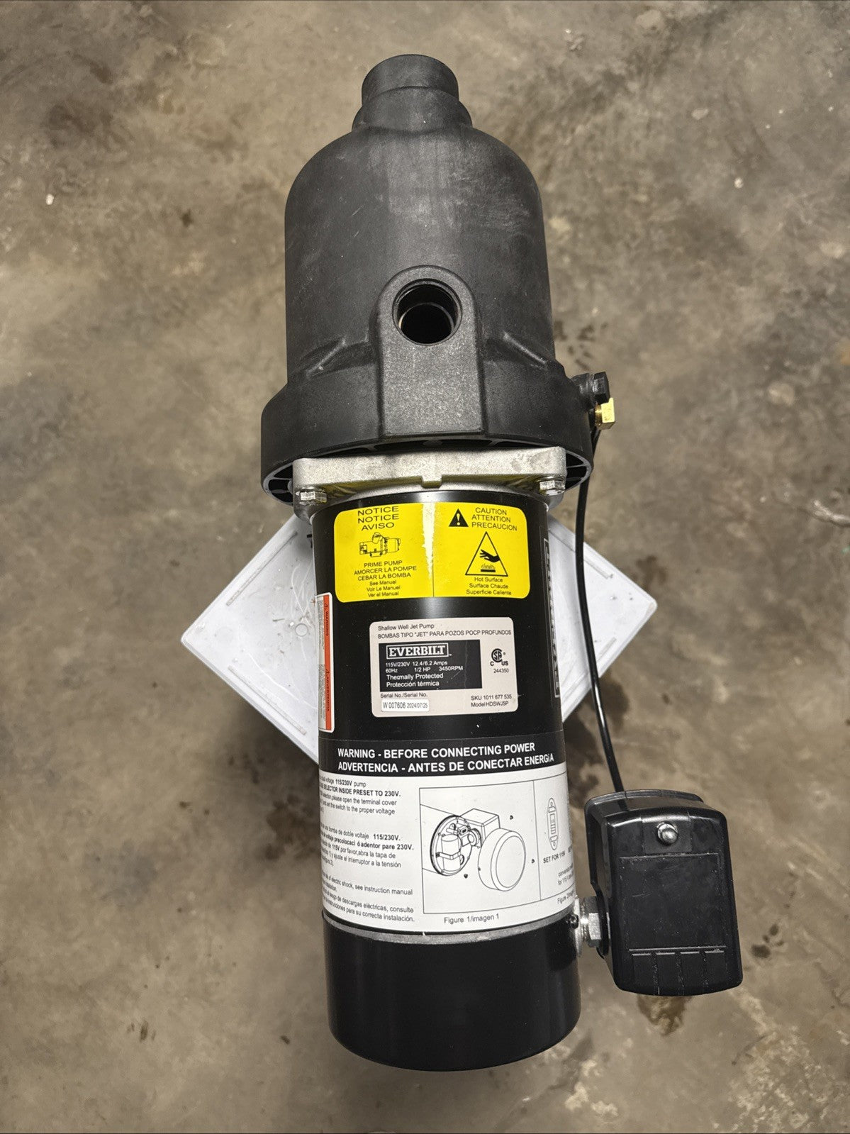 Everbilt 1/2 HP Shallow Well Jet Pump 1011677535 **Read Description**