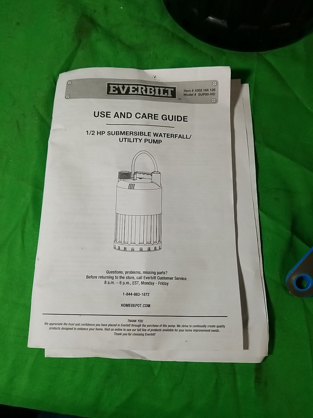 EVERBILT Waterfall & Pond Pump 1/2 HP 53 GPM 26 Ft Max Vertical Lift SUP80-HD.