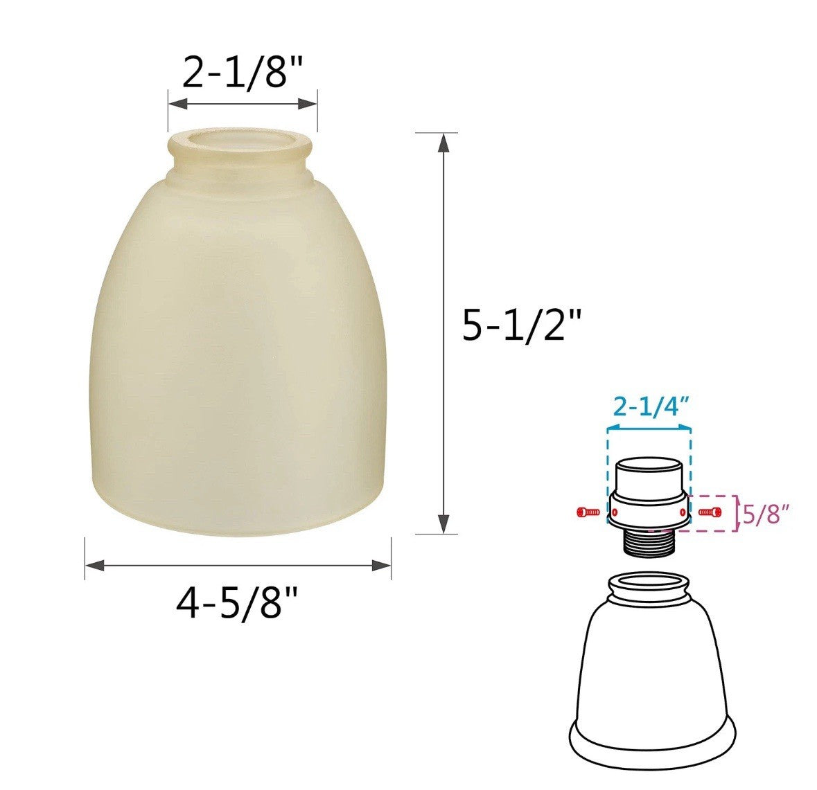 23170-4 Contemporary Amber Ceiling Fan Replacement Glass Shade, 2-1/8" Fitter...