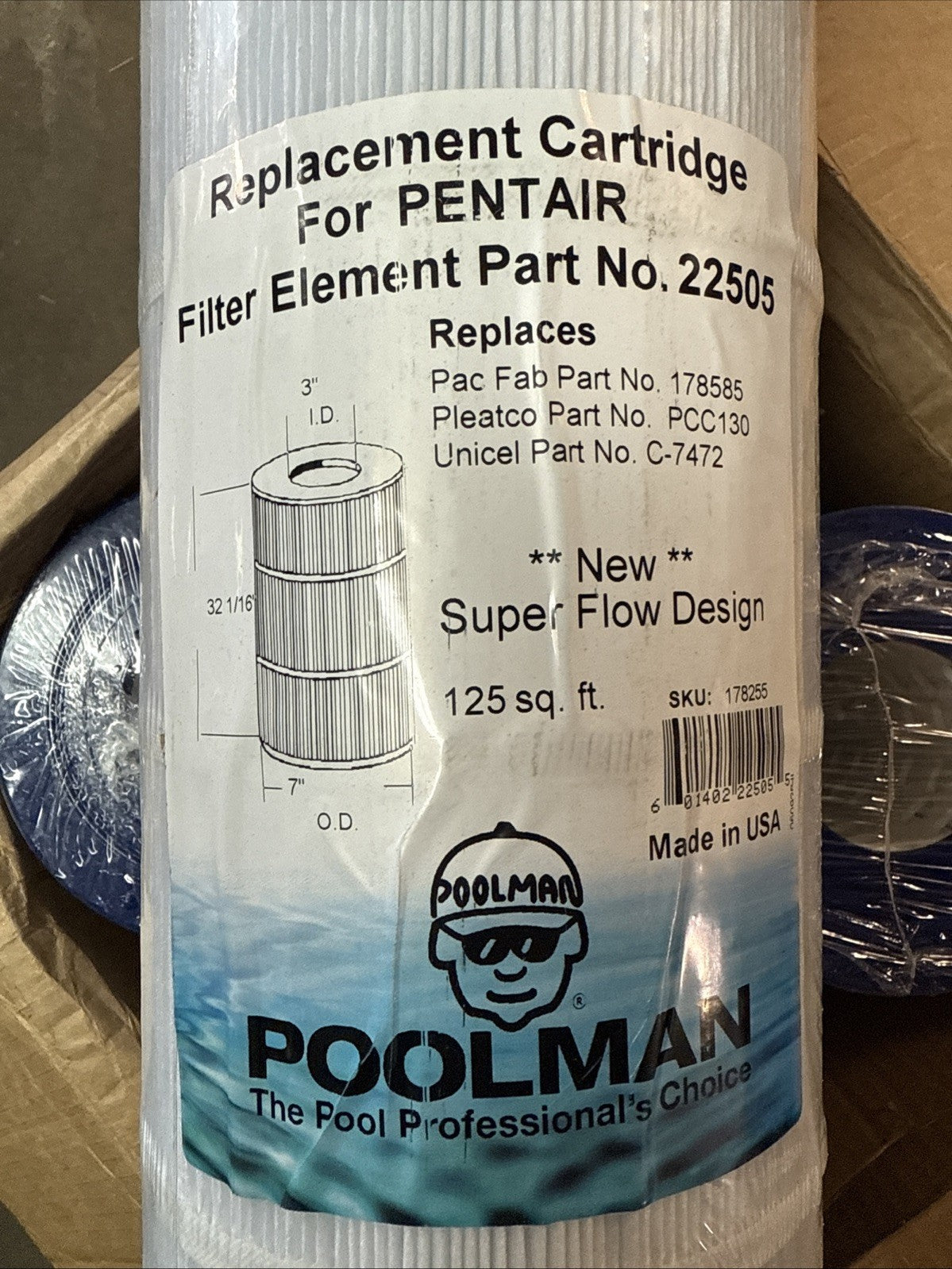 7" Dia Pentair Clean and Clear Plus R173578 125 sq. ft. Replacement Filter 4PACK