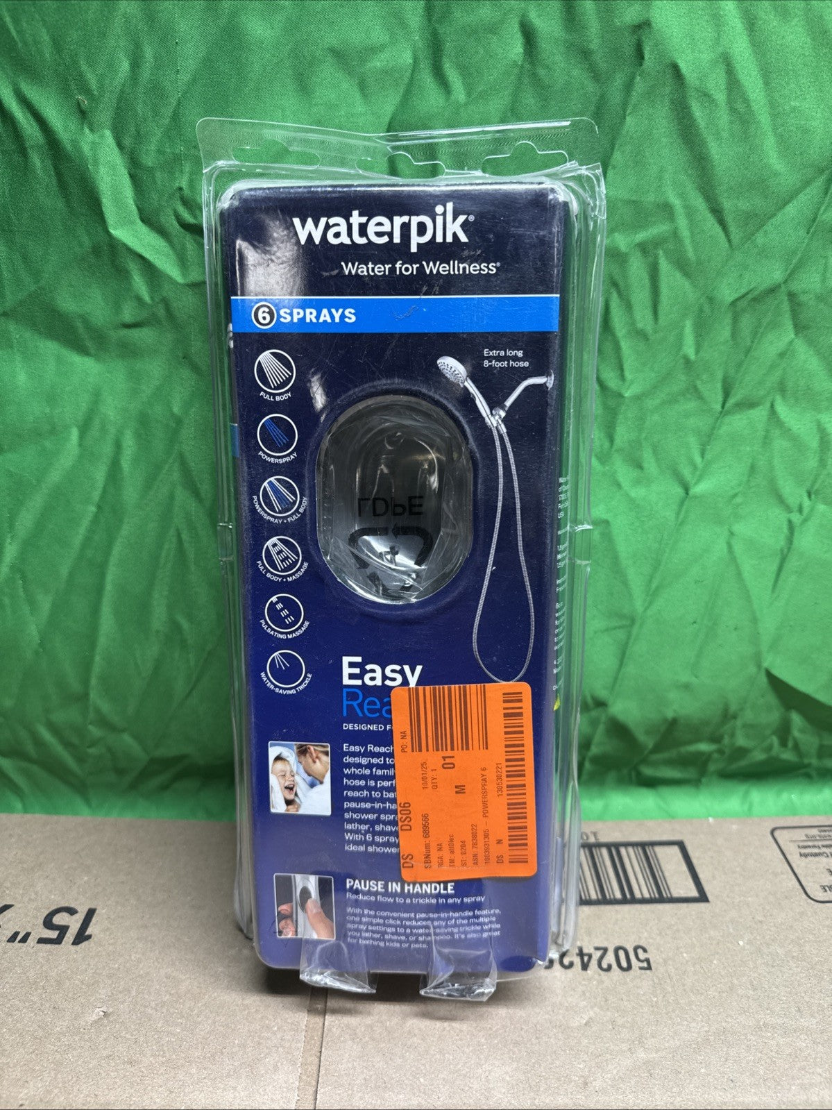 Waterpik 6-Spray 4.8 in. Wall Mount Handheld Adjustable Shower Head. Chrome