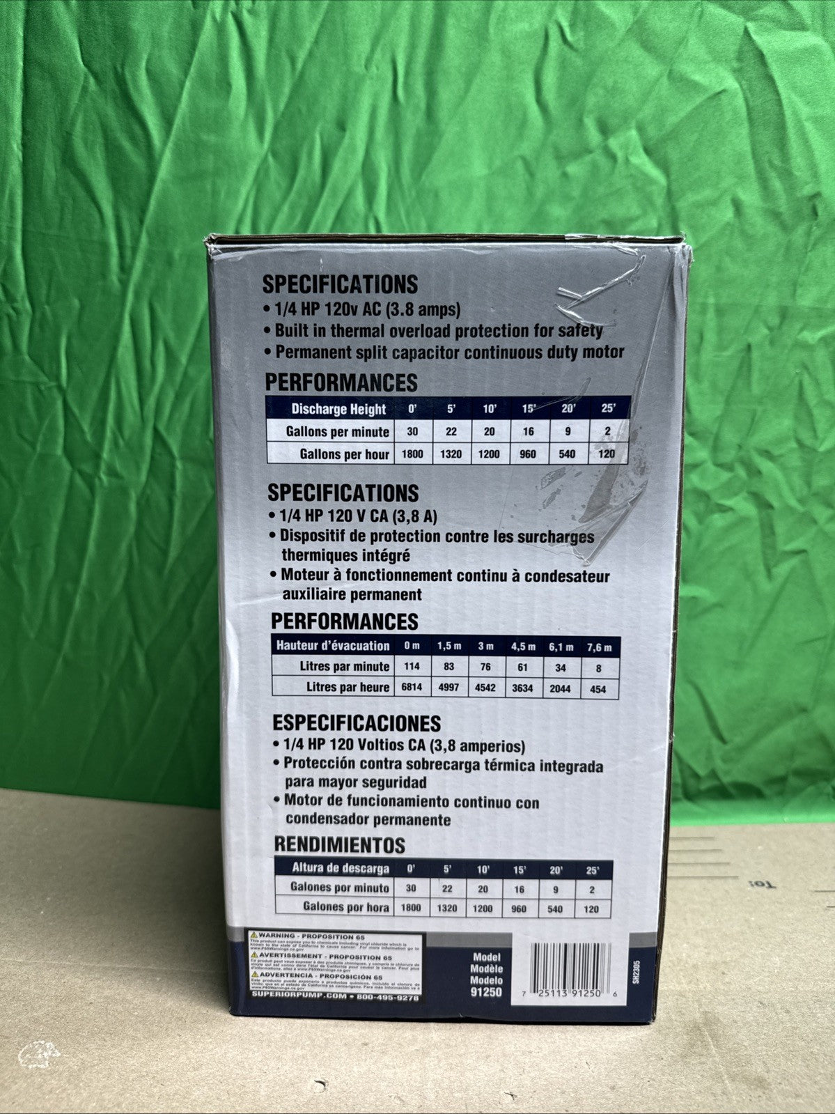 Barracuda 1/4 HP Thermoplastic Submersible Utility Pump 1500 GPH Max Flow Rate