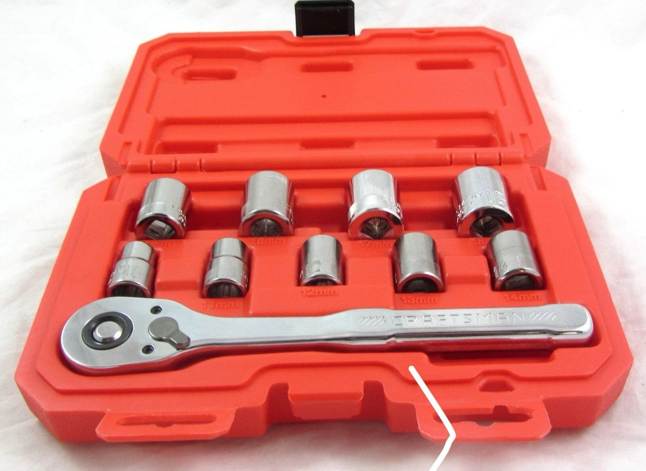 CRAFTSMAN 10 Pc 3/8" Metric 6 Pt. Mechanics Socket & Ratchet Set with Hard Case