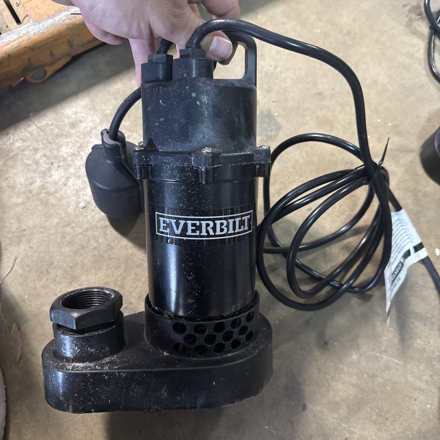 Everbilt 1/3 HP Corrosion Resistant Aluminum Sump Pump w/ Tether Switch Used