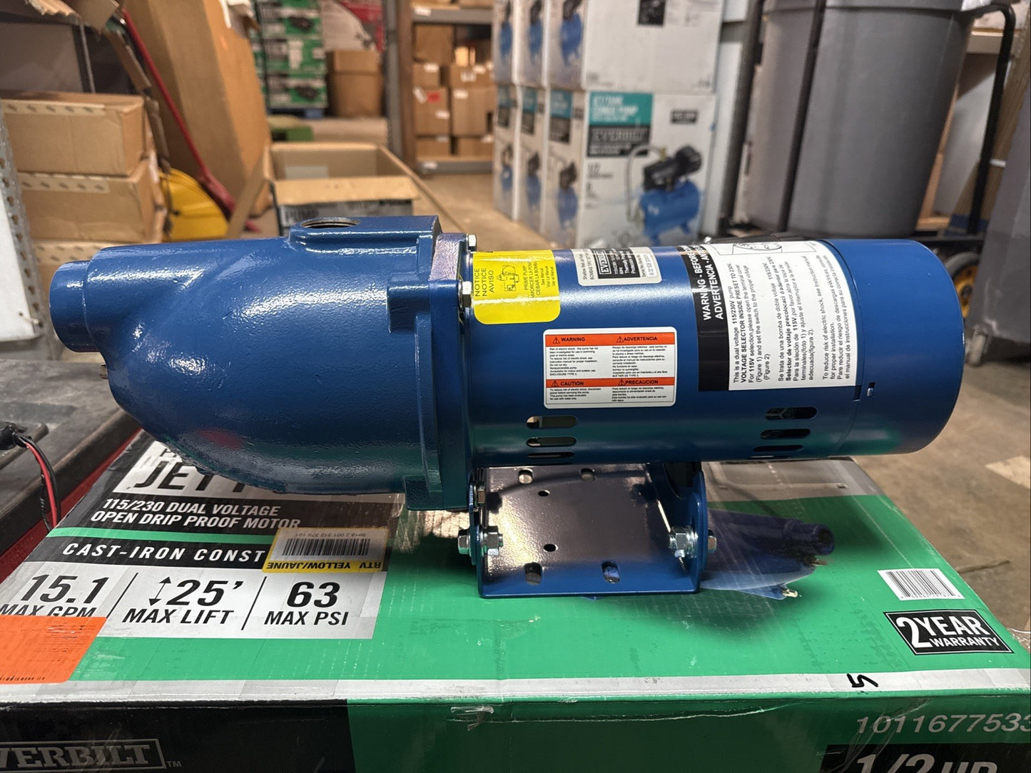 Everbilt Shallow Well Jet Pump Cast Iron 1/2HP HDSWJ5 (Used Read Description)*