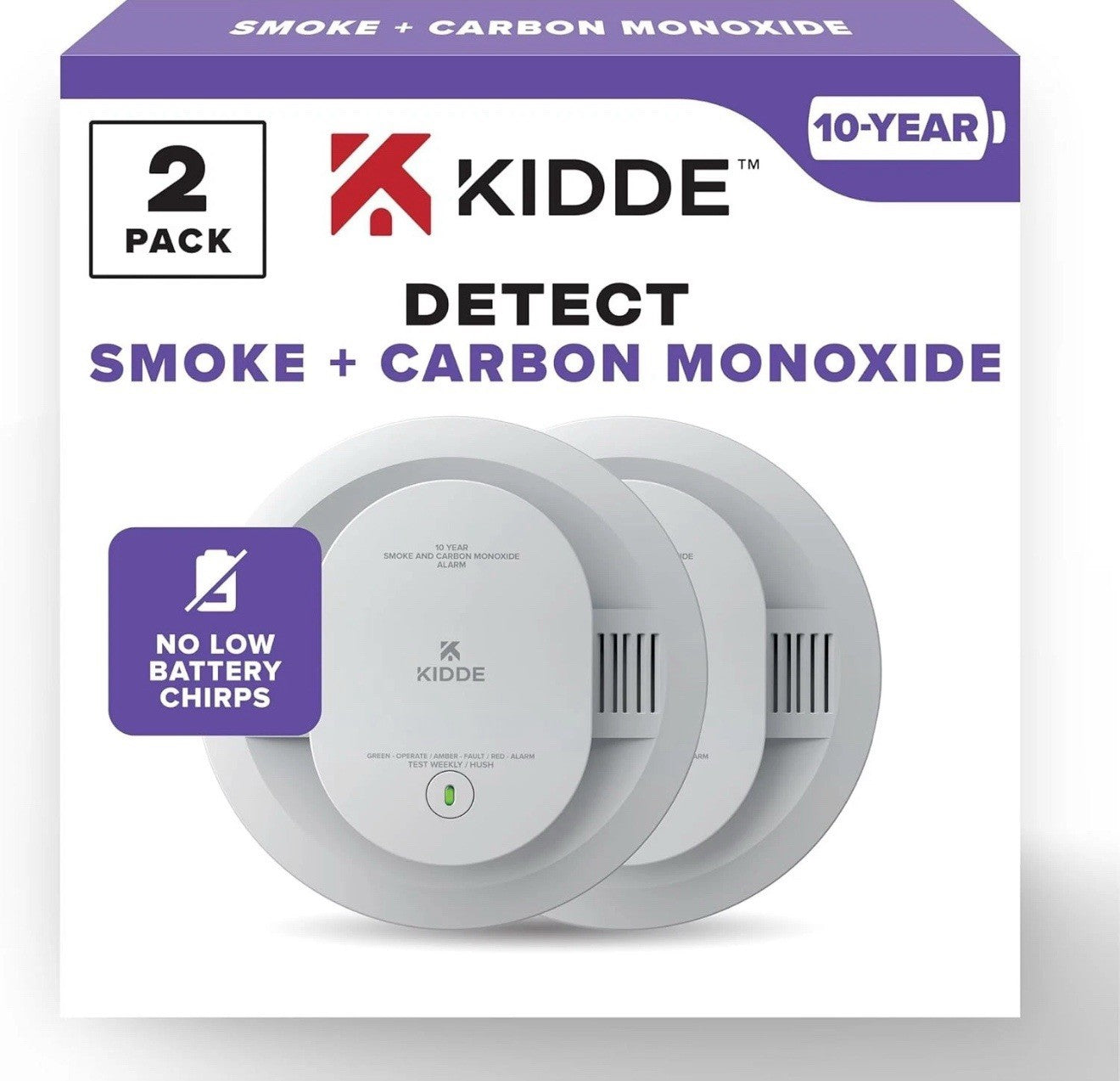 2-PACK Kidde Smoke & Carbon Monoxide Detector 10yr Battery Model: 30CUD10 NEW OB