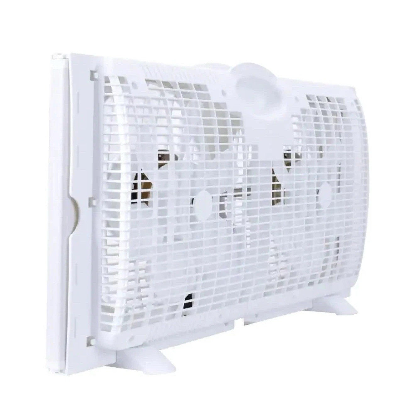Window Fan Twin Reversible 9 in Adjustable Thermostat 3 Speed Quiet White