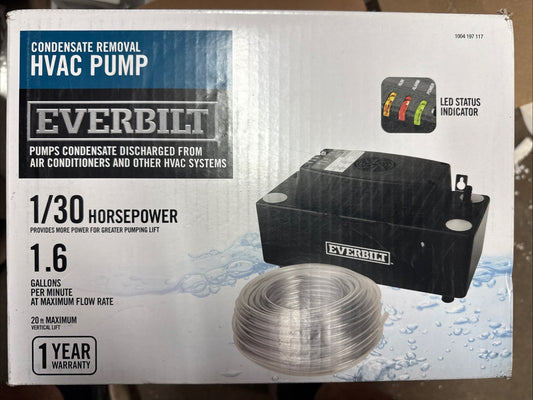 Everbilt 120-Volt Condensate Pump w/Hose EB-PUMP-T HVAC Pump - Open Box