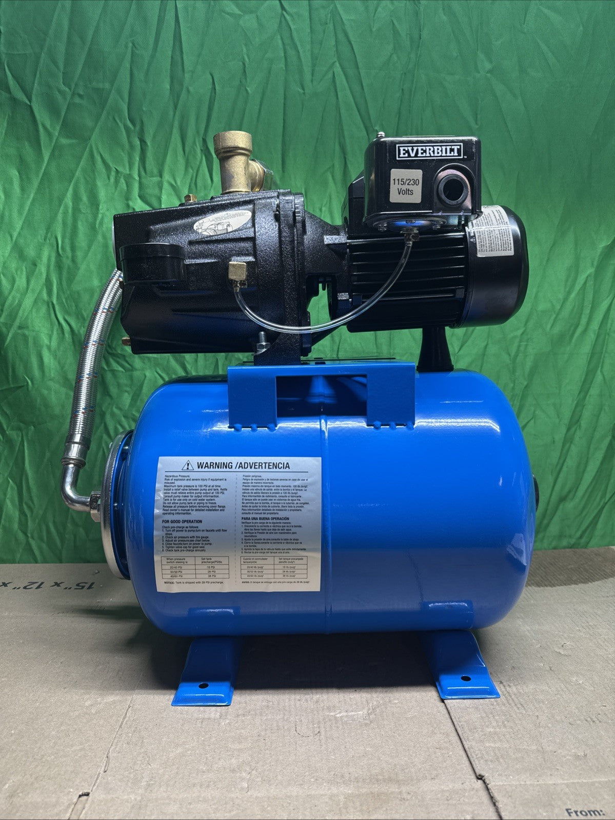 Everbilt 1/2HP Jet Pump/Tank Combo Cast iron with 6 Gallon Tank NewOB