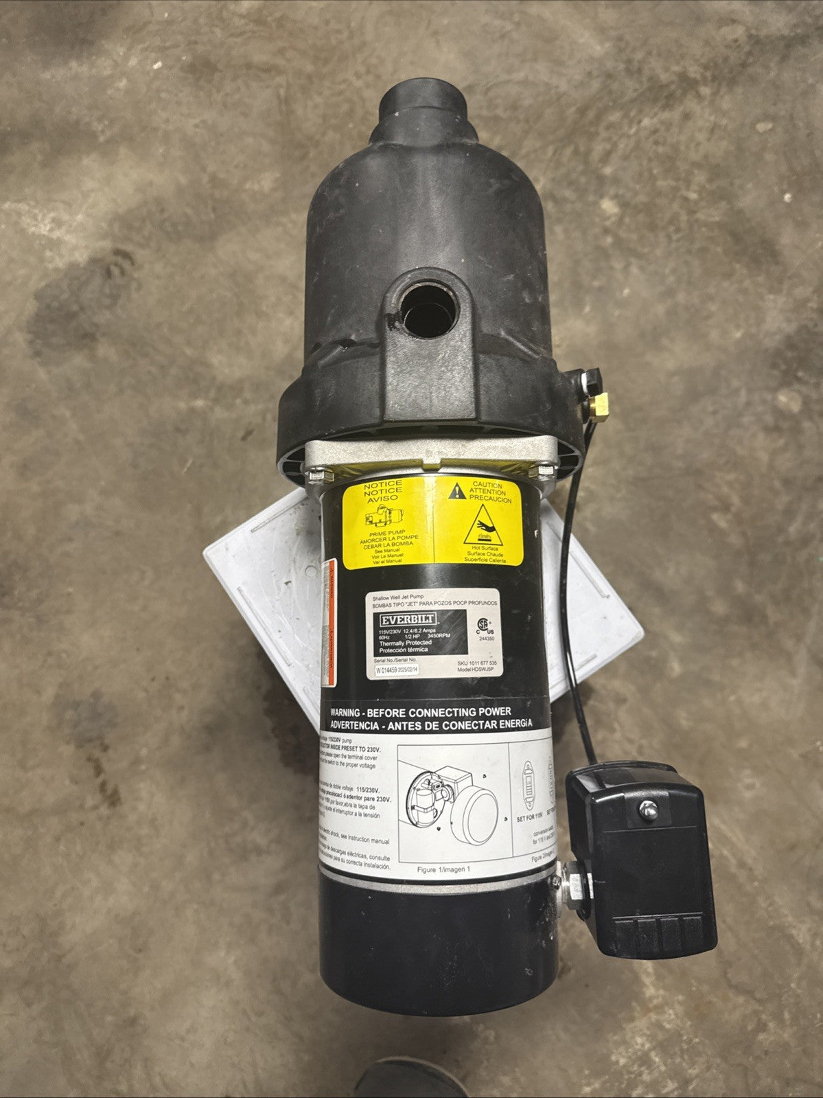 Everbilt 1/2 HP Shallow Well Jet Pump 1011677535.  -Read  Description-