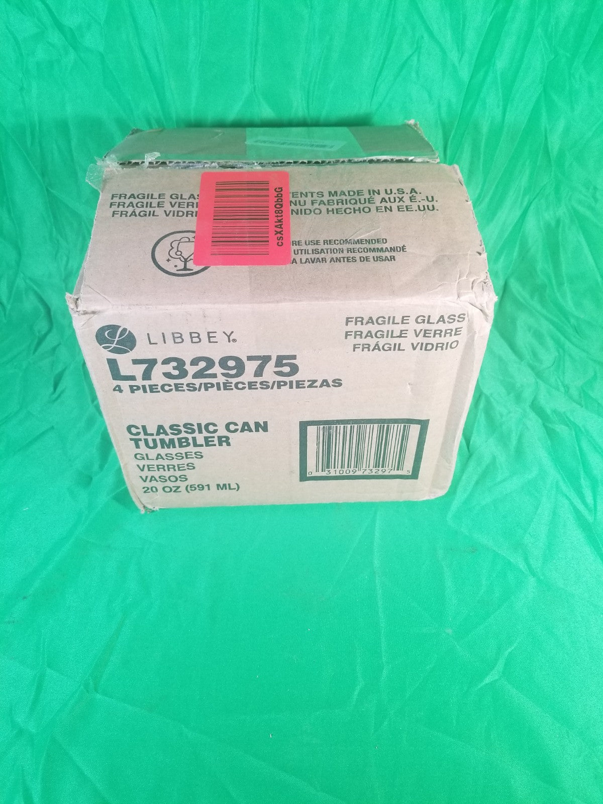 Classic Can XL Set of Drinking Glasses, Iced Coffee Cups Set of 4, 20 Oz, Dis...