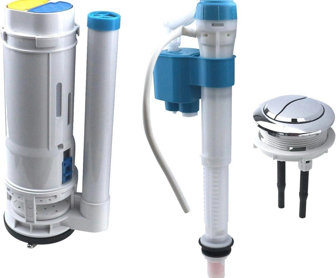Dual Flush Valve with Push Button, Toilet Flusher Replacement Kit Fill Valve