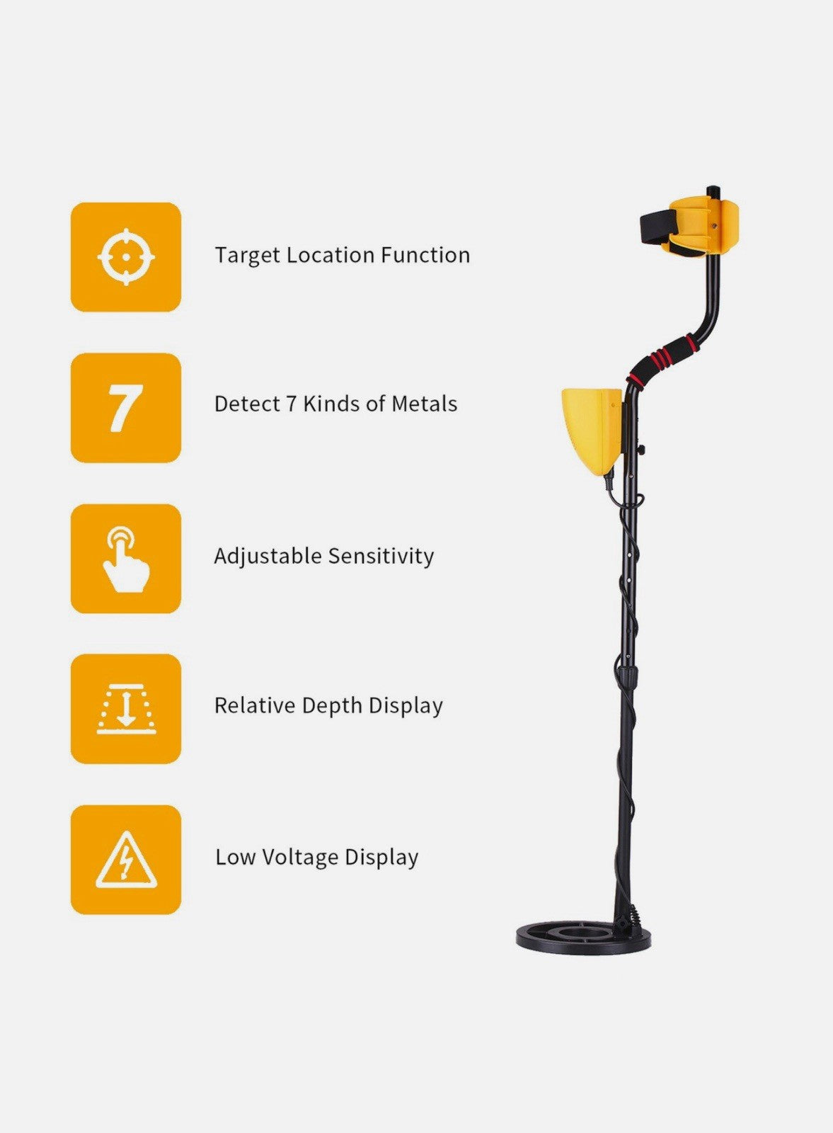 Canway OT-MD01 Metal Detector - Adjustable Digital Display, All Metal