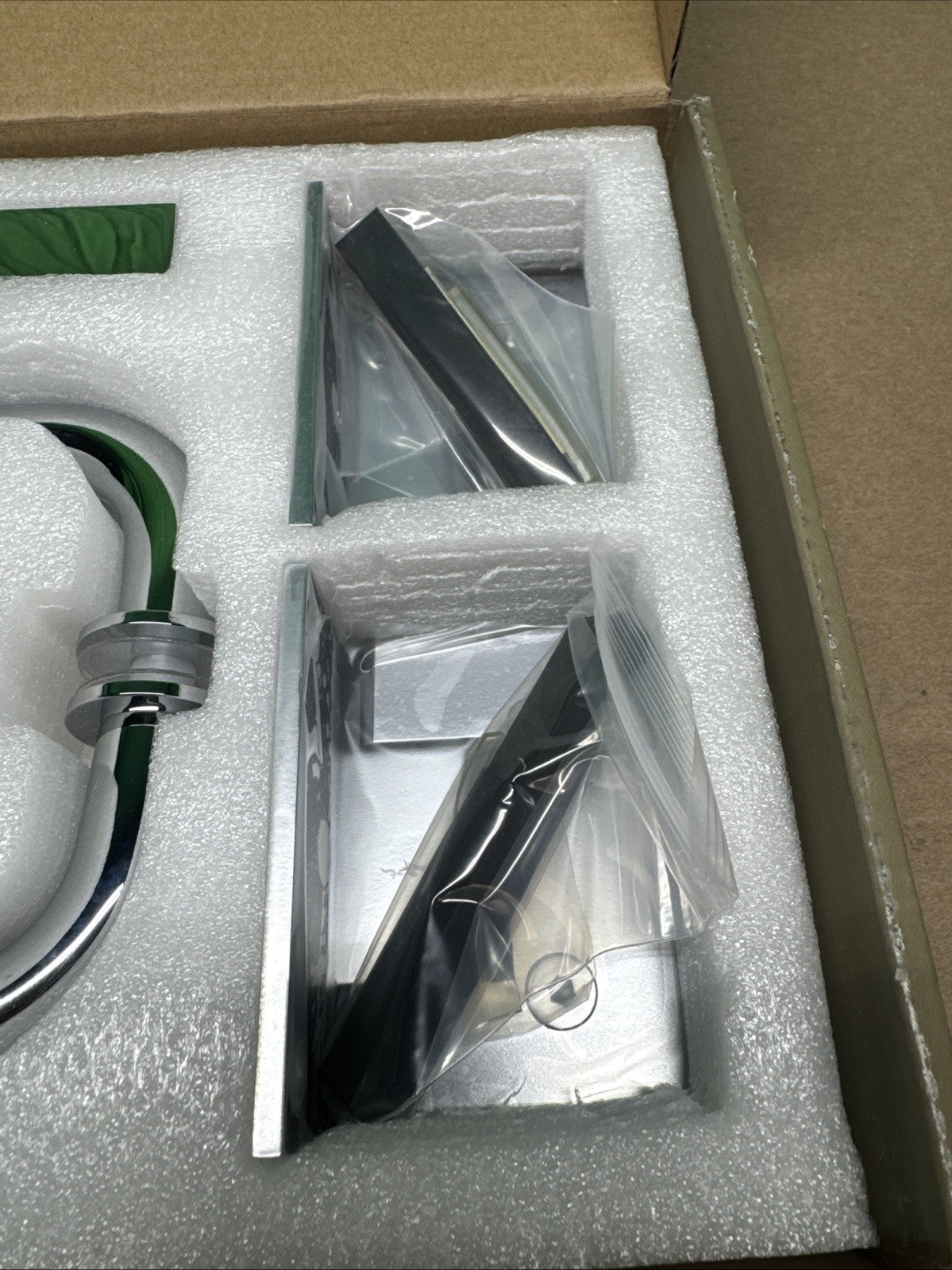 Glass Warehouse  Wall Hinged Hardware Pack in Polish Chrome with Handle.