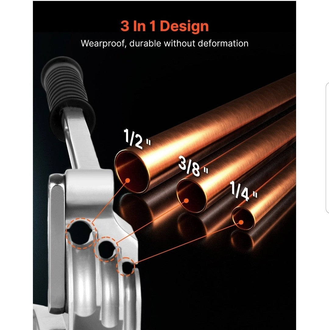 VEVOR 3 in 1 Lever Pipe Tube Bender for 1/4", 3/8", 1/2" O.D. 0-180° Bending