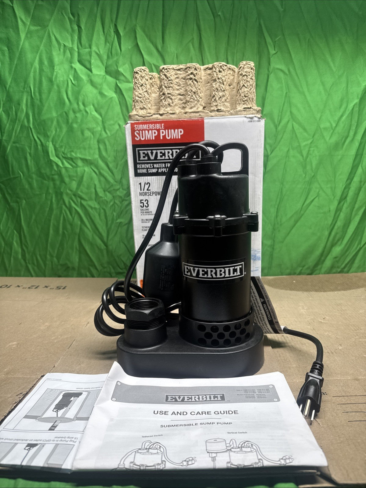Everbilt HDSP50W 1/2 HP Submersible Aluminum Sump Pump with Tethered Switch