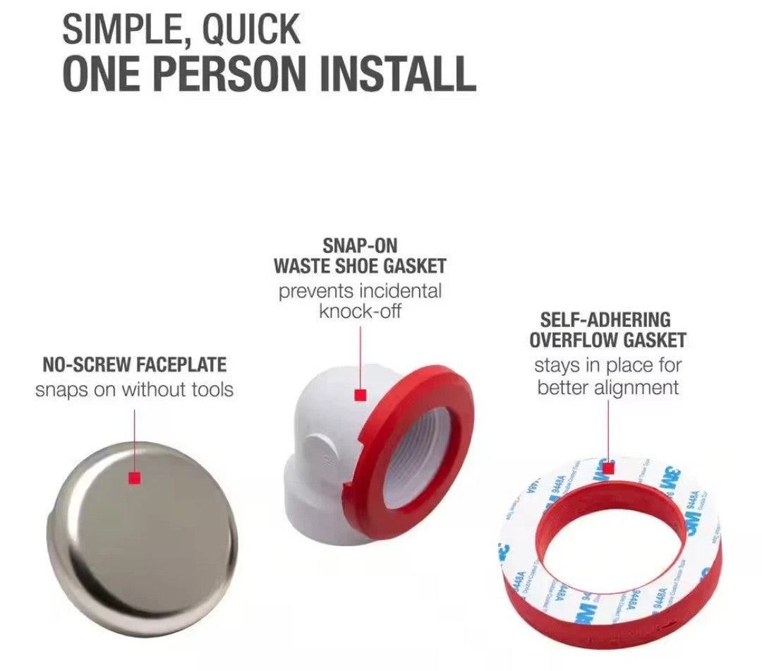 Oatey Bath Waste Half Drain Plumbing Kit Bathtub Drain Brushed Nickel PVC Sch 40