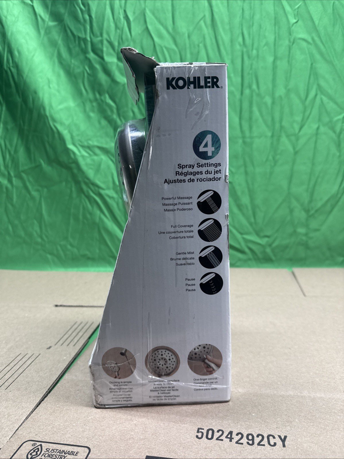 KOHLER “Claro” Multifunction Wall Mount Handheld Shower Head Brushed Nickel