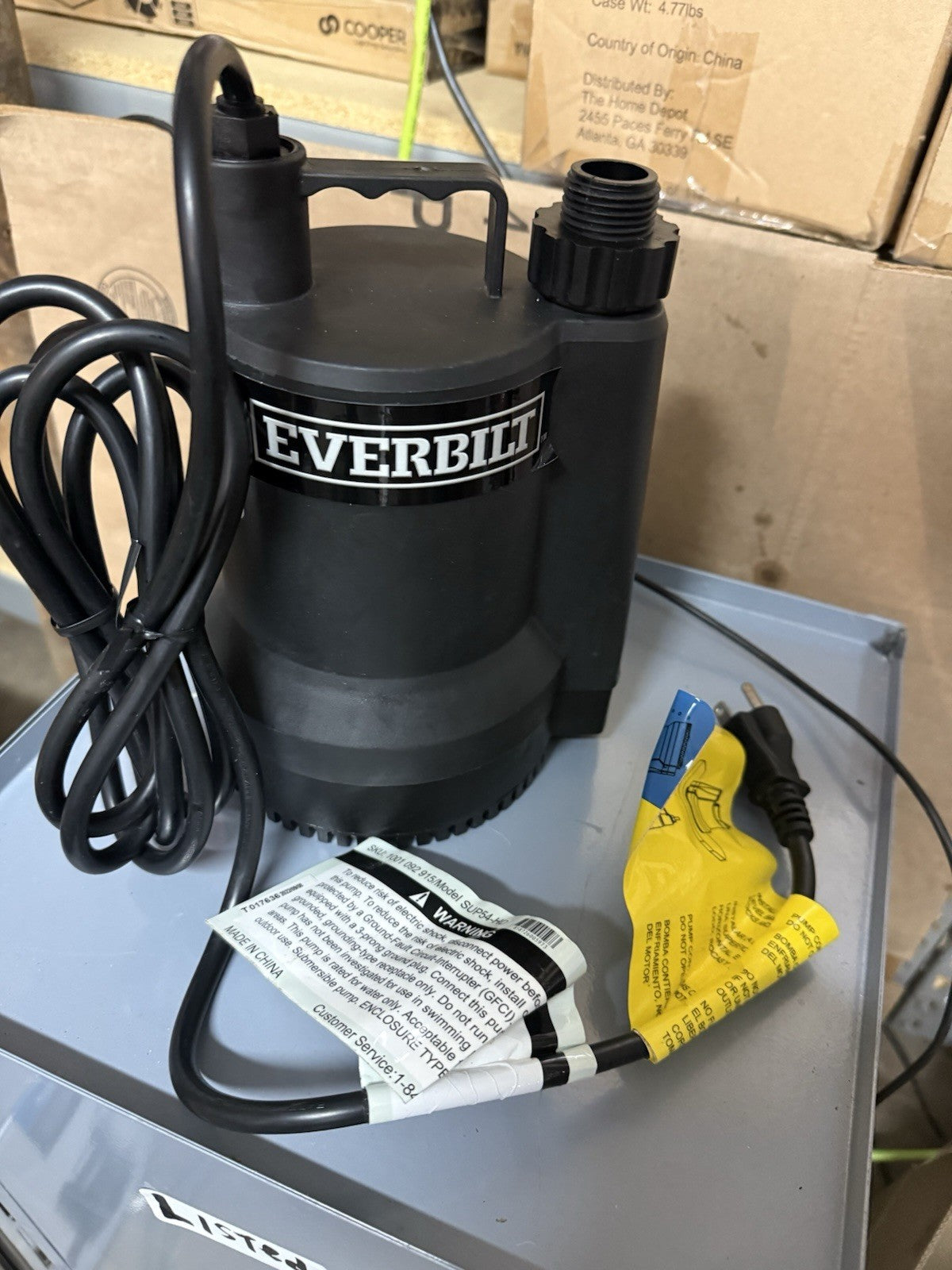 Everbilt 1/6 HP Plastic Submersible Utility Pump NEW OPEN BOX