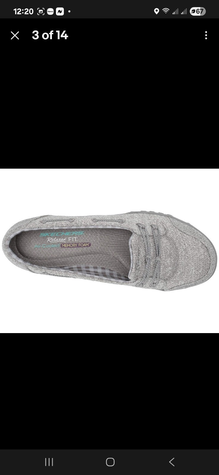 Skechers Breathe Easy - Good Influence Slip-On Shoes  Gray Womens Size 7 .5