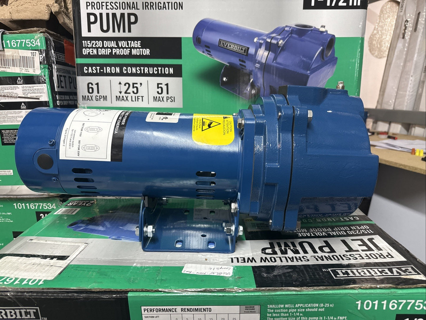 Everbilt 1-1/2 HP Cast Iron Lawn Irrigation Pump Sprinkler Pump NEW Open Box