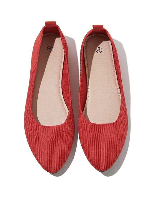 SHUPUA Women’s Size 9 Red Pointed Toe Flats Slip On Dress Ballet Comfort Shoes