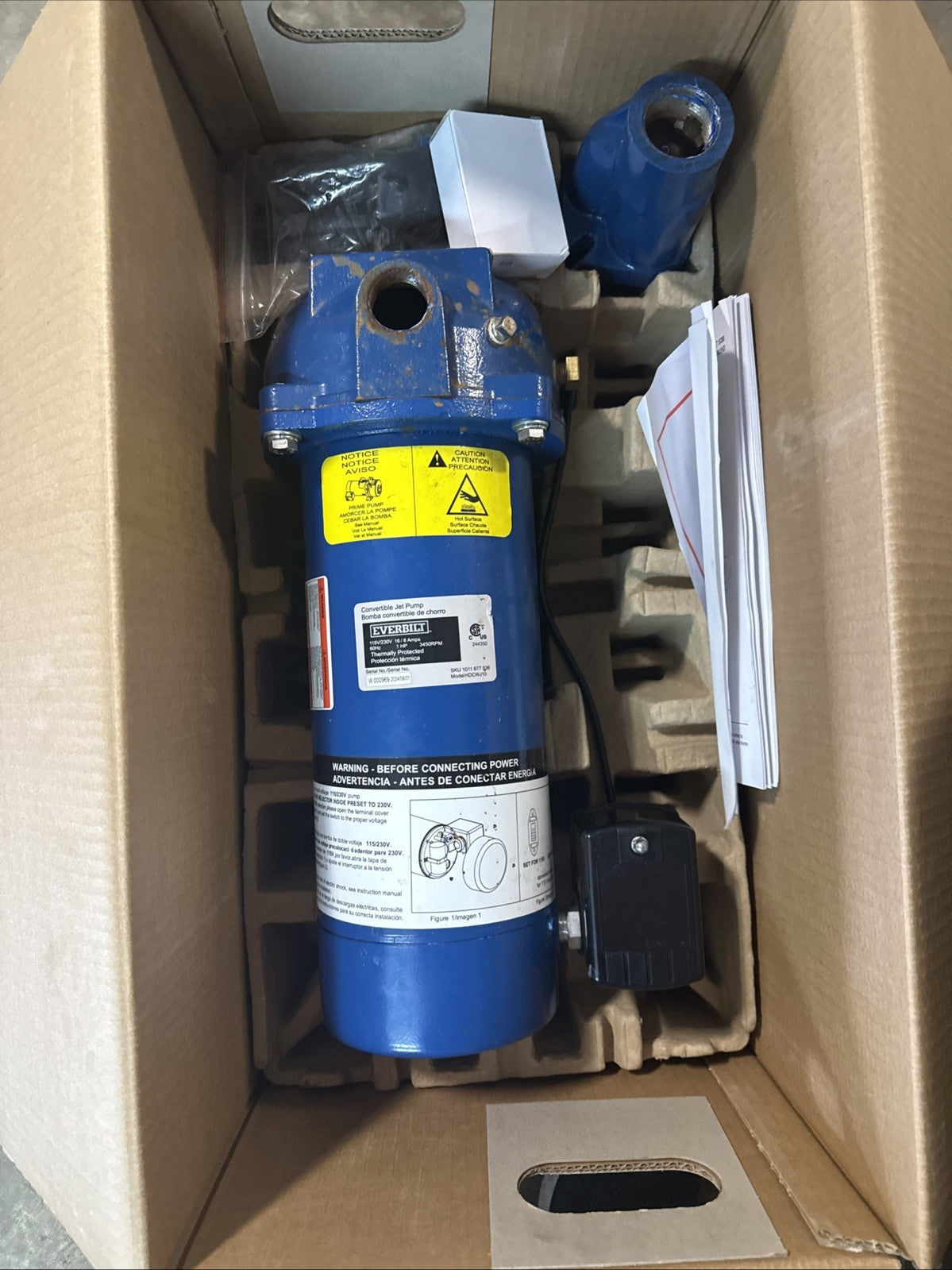 Everbilt 1 HP Professional Convertible Jet Pump For Parts Only READ DESCRIPTION.