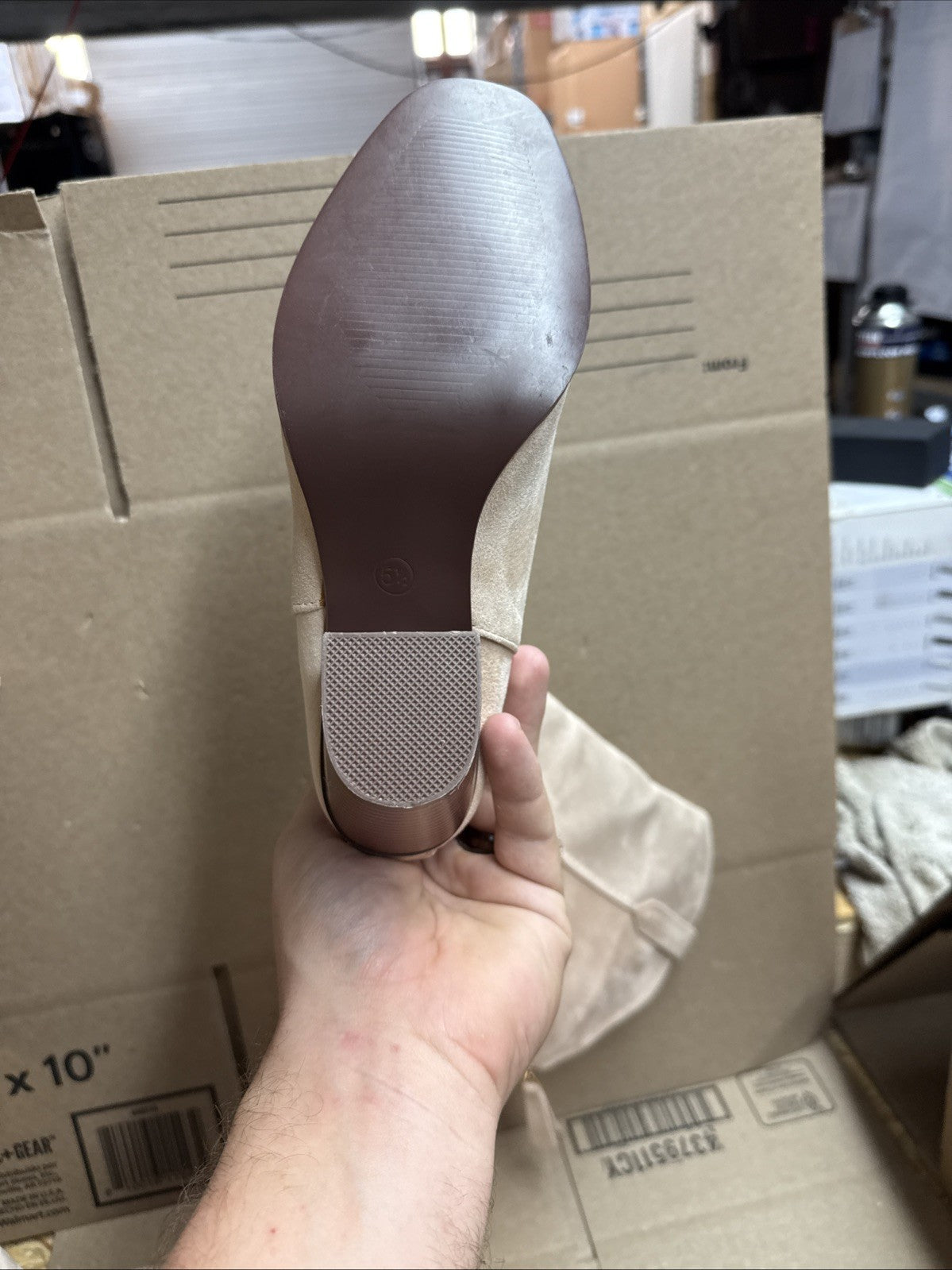 women’s size 5 1/2 light pink knee-high western boot 3 inch heel