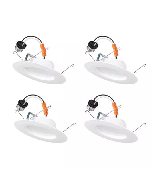 Commercial Electric 5/6" LED Recessed Retrofit Light Trim Selectable CCT 4-Pack
