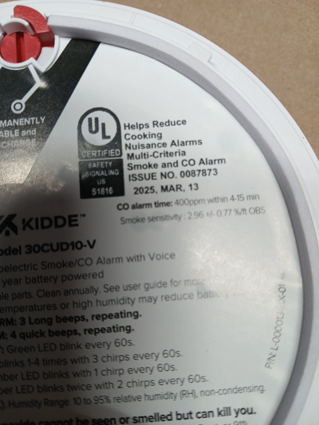 Kidde Detect 30CUD10-V Smoke + Carbon Monoxide Alarm - 10Yr Battery (E10038055)
