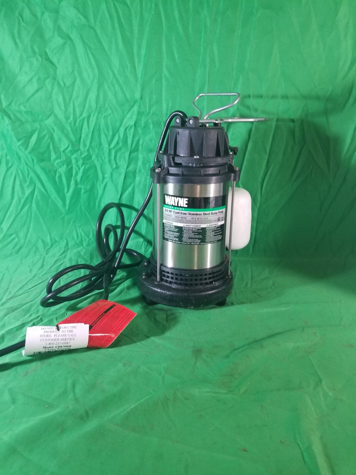 Wayne 58321-WYN3 CDU980E 3/4 HP Cast Iron and Stainless Steel Sump Pump