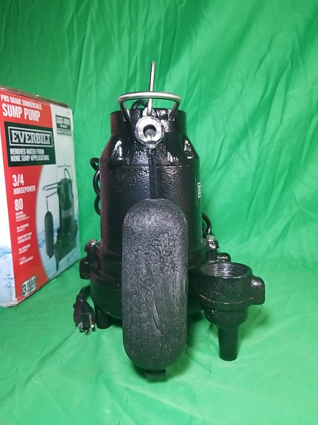 Everbilt 3/4HP Cast-Iron Pro-Grade Submersible Sump Pump 1004 120 345 HDS75