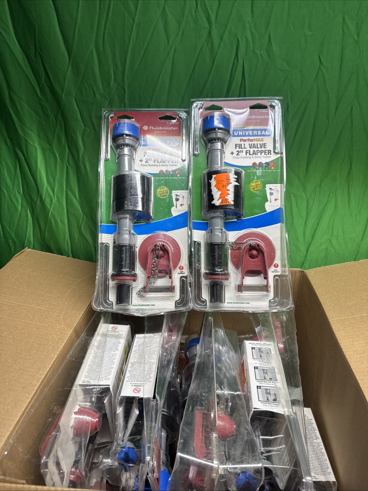 12PK Fluidmaster Performax Universal Toilet Fill Valve And FlapperKit K-400H-039