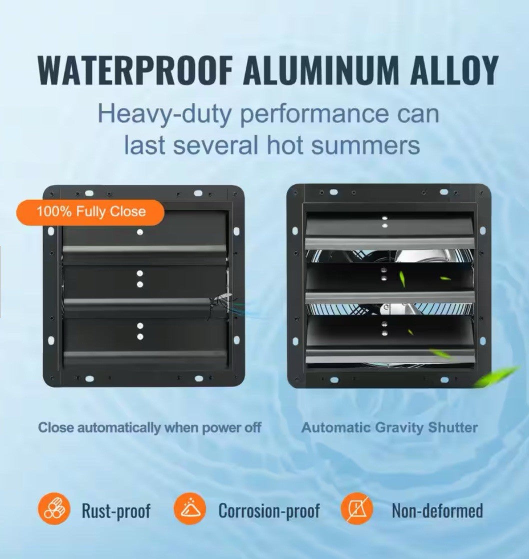 VEVOR Shutter Exhaust Fan Shop Exhaust Fan 10'' Remote Control Wall-mount Attic