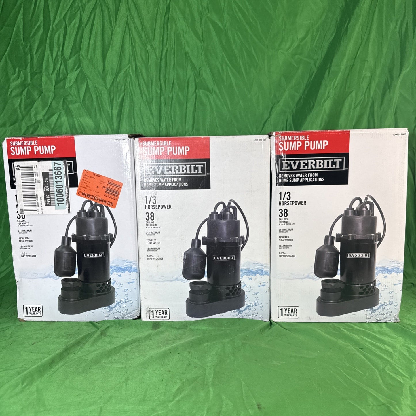 Everbilt 1/3 HP Corrosion Resistant Aluminum Sump Pump w/ Tether Switch USED.