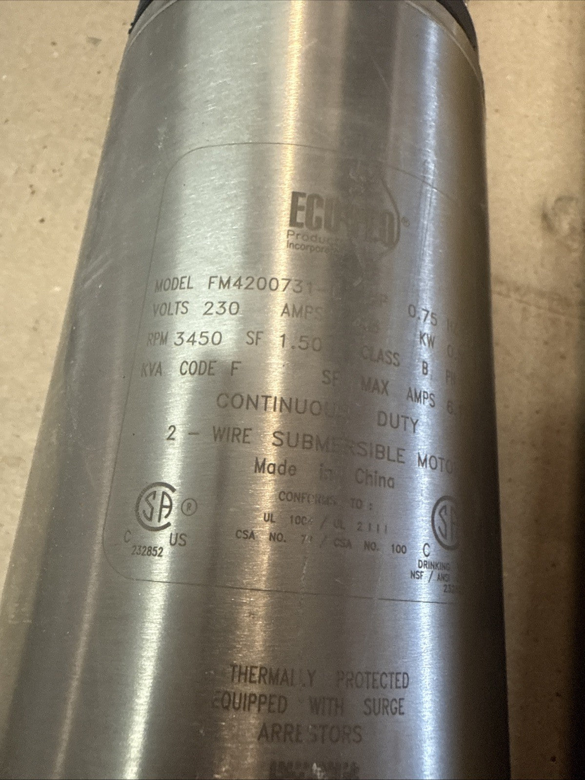 Everbilt Submersible 2-Wire Motor Deep Well Potable Water Pump 3/4HP 10gpm