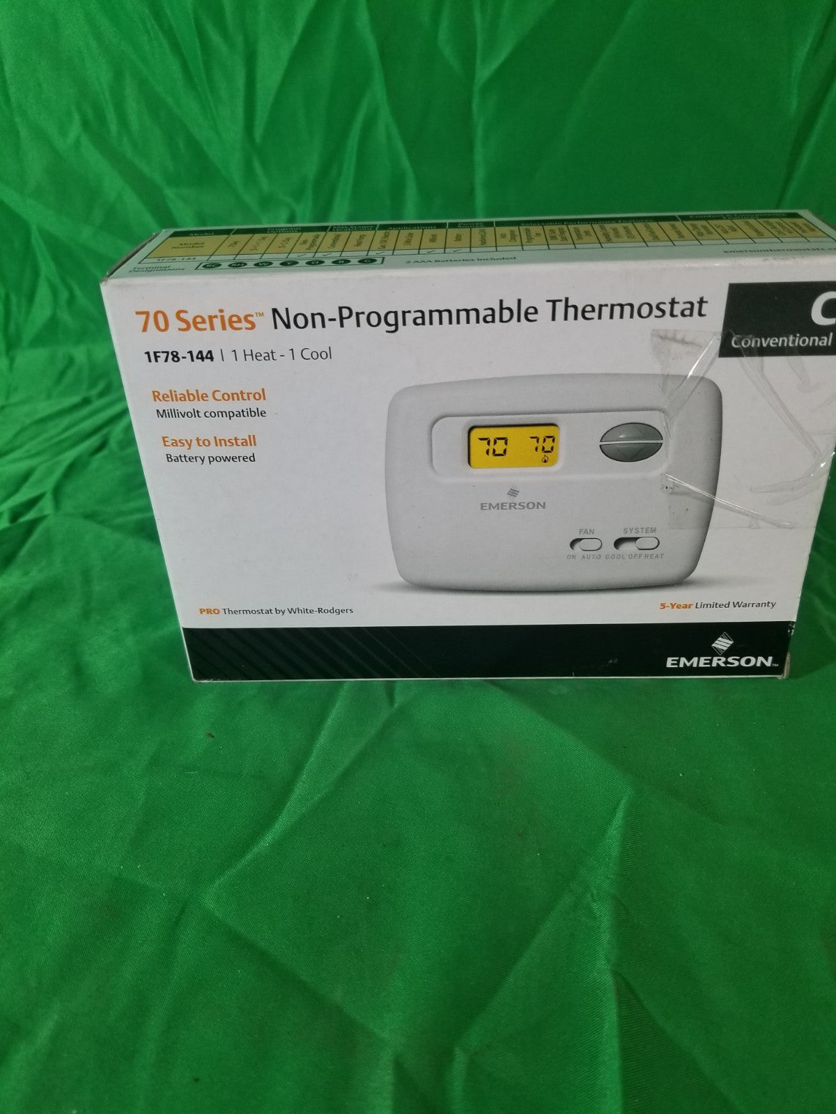 Emerson 1F78-144 70 Series Thermostat 1H/1C Non-Programmable Millivolt NEW