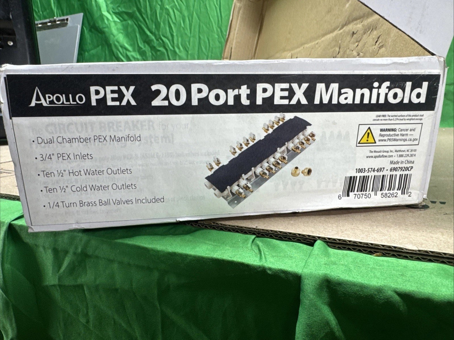 Apollo 6907920CP 20-Port PEX B Manifold with 1/2 In Brass Ball Valves